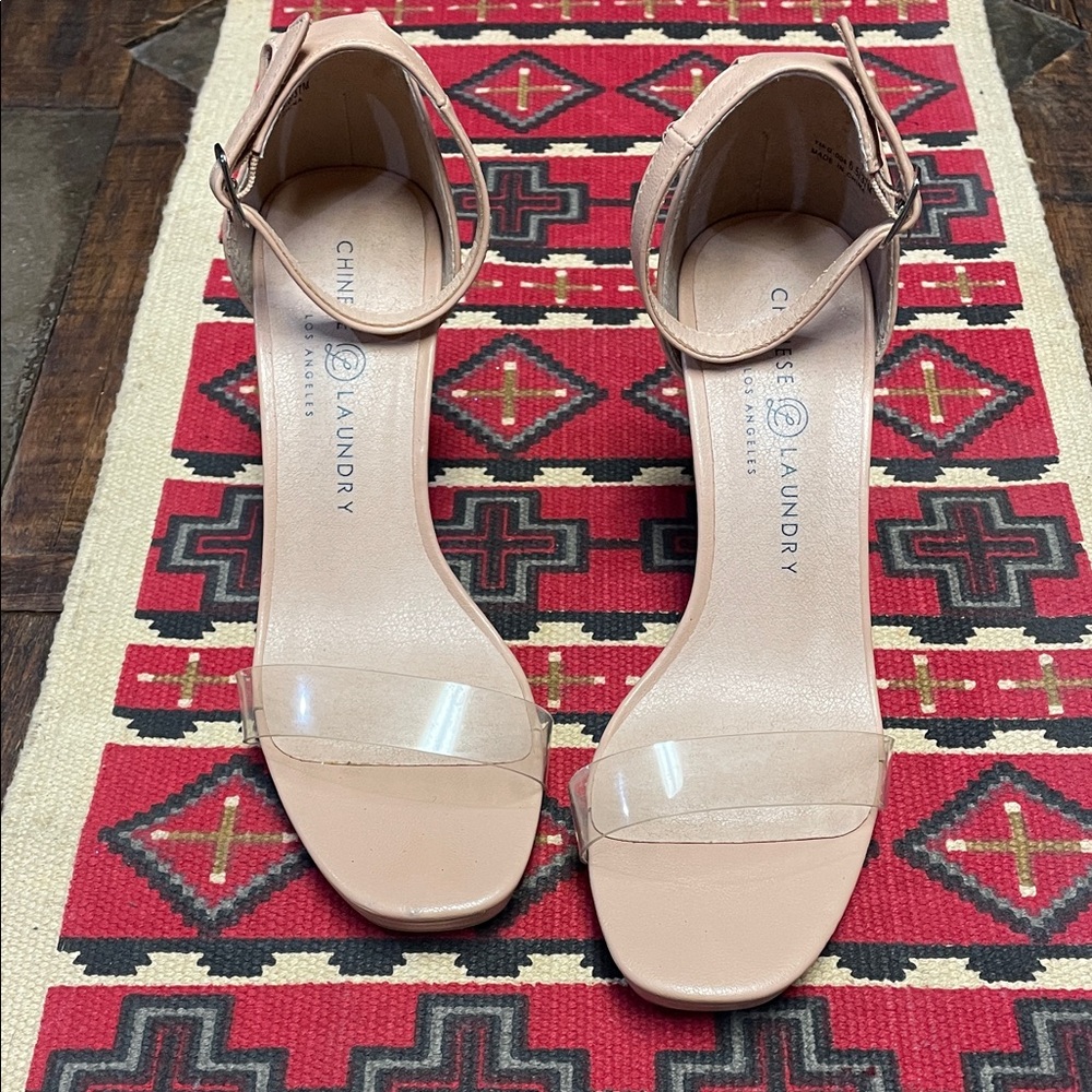 Chinese Laundry Nude Pageant Heels with Clear Strap